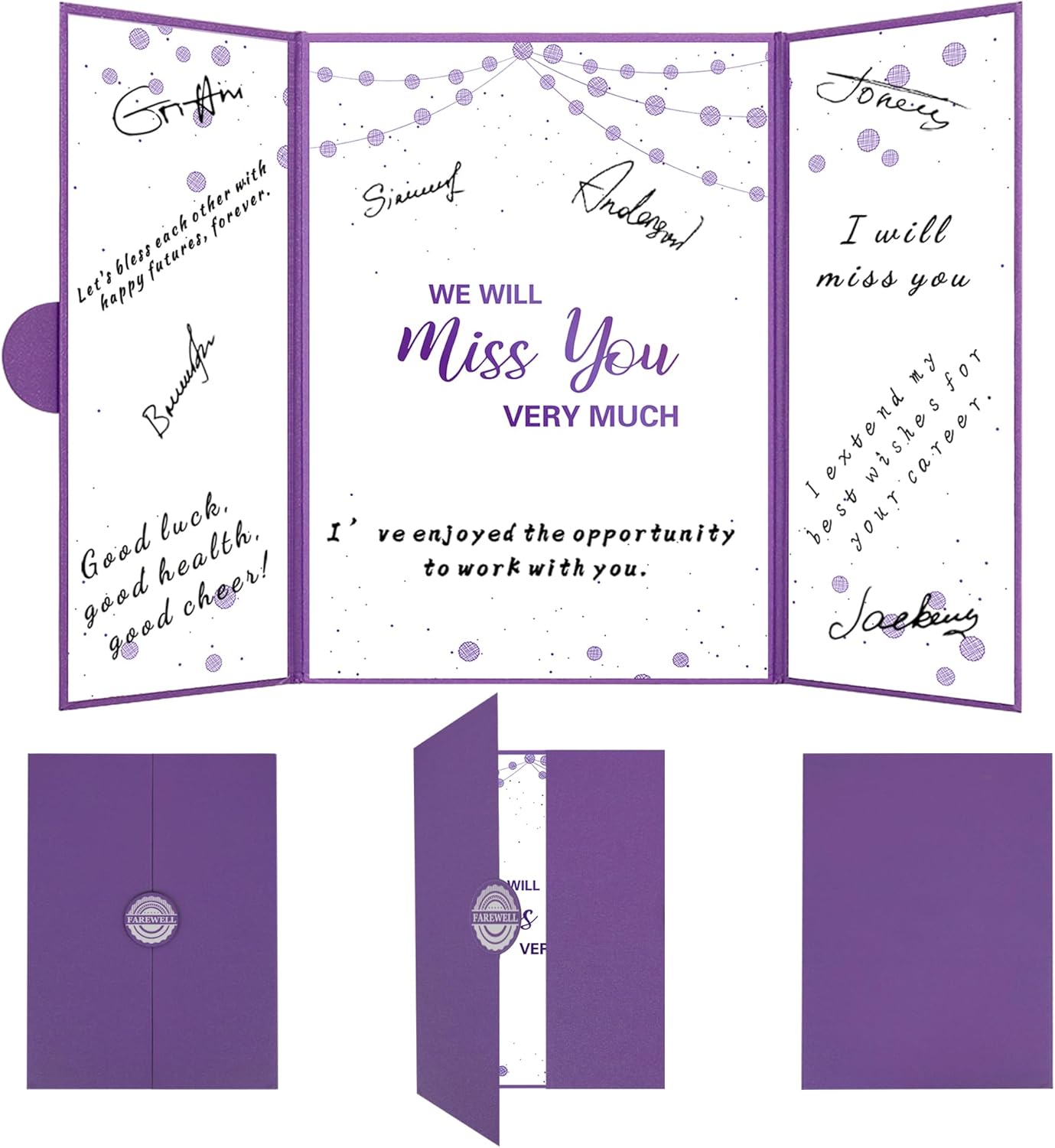 Farewell Guest Book Alternative, Farewell Gifts for Coworkers Friends, Rose Gold We Will Miss You Signature Board, Happy Retirement Party Decorations, Going Away，Farewell Card for Women Men