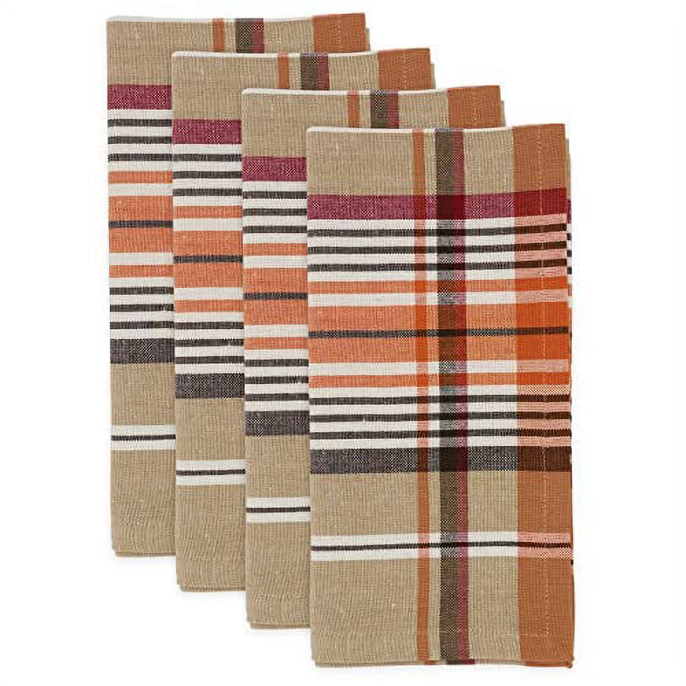 Fennco Styles Harvest Tartan Plaid Design Cotton Placemats 14" W x 20" L, Set of 4 - Multicolored Table Mats for Home, Dining Table Décor, Banquet, Thanksgiving, Christmas and Special Event