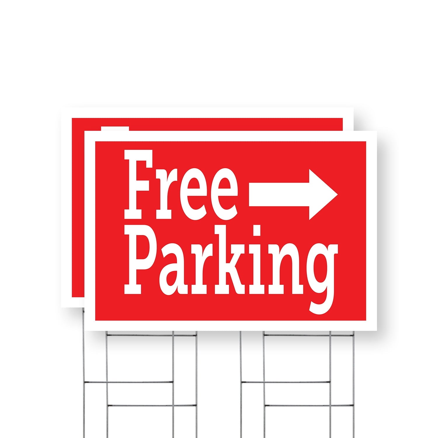 Free Parking Right Yard Sign 2 Pack of 24 Inch x 36 Inch Single Sided Weatherproof Heavy-Duty Plastic with Stake | Event Promotions, Clear Directions, Outdoor Display | Made in USA