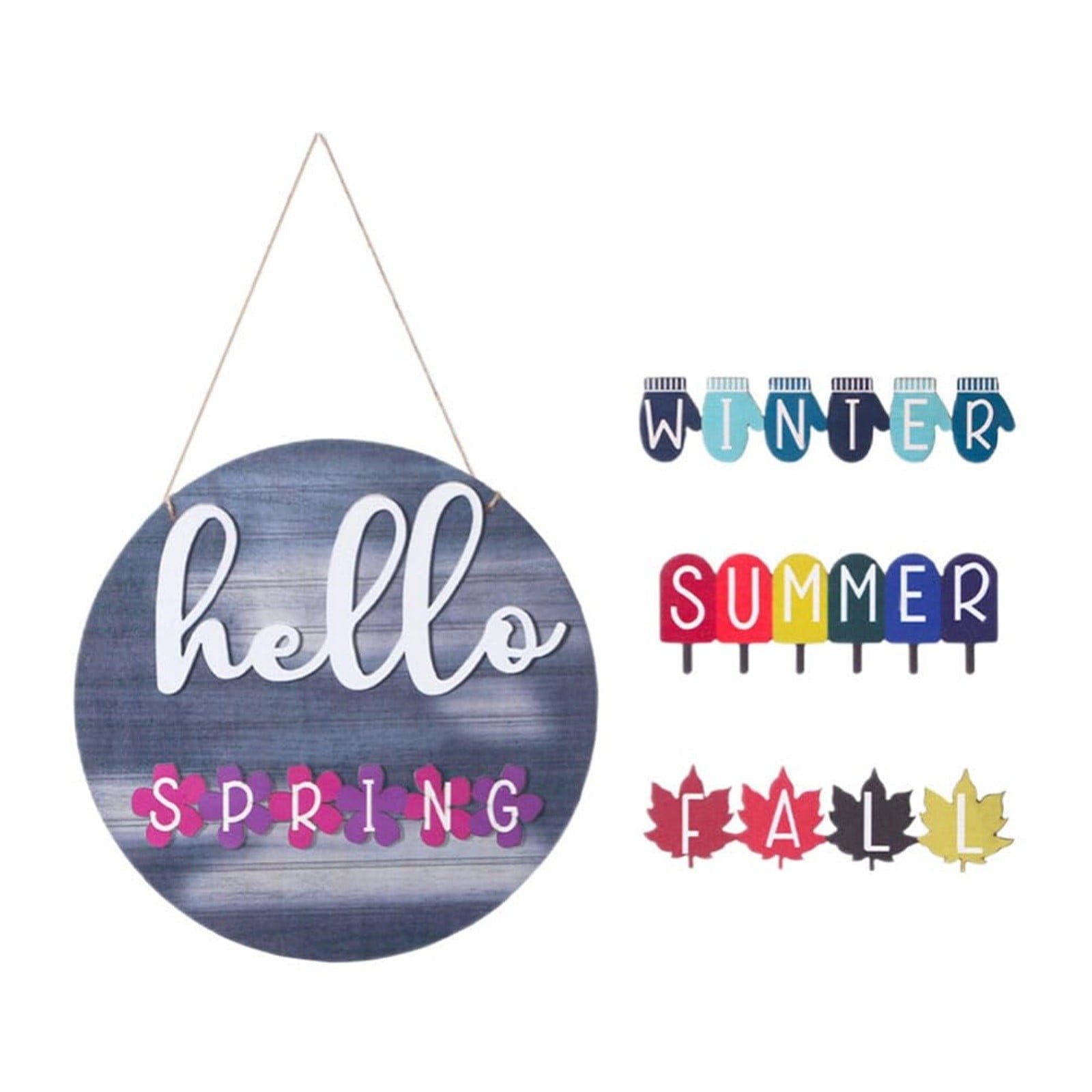 Front Porch, Wooden Yellow In Wreaths For Front Door, 1 Set Four Seasons Door Decoration Listing Ornament Home Decor Outdoor Hanging Sign Front Decorative Board Wooden Wall