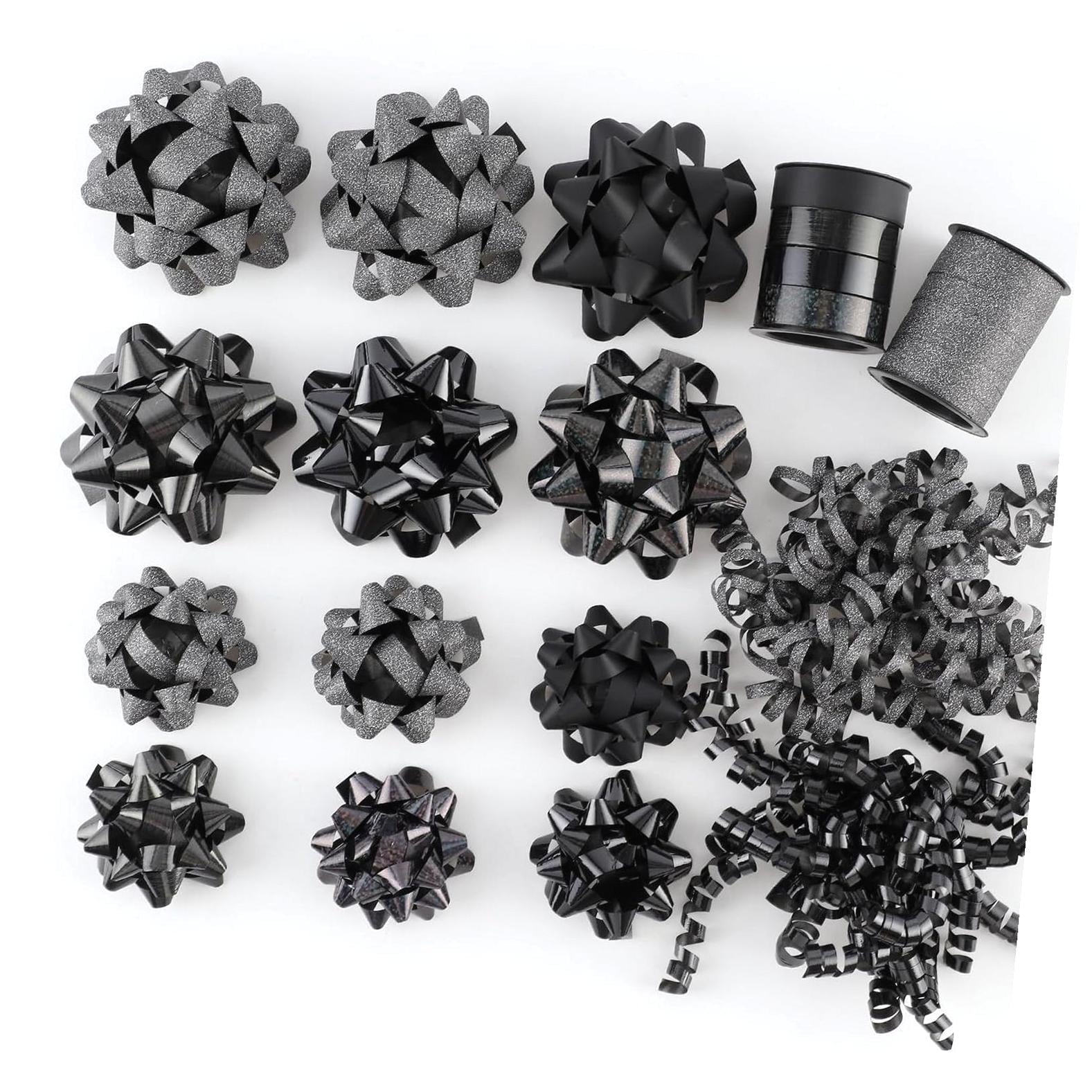 Fuliko 16 Pieces Bows, Bows for and Presents, 2 Crimped Curling Ribbons, 2 Curly Bows, Christmas Bows, for Parties, Birthdays, Weddings. (,