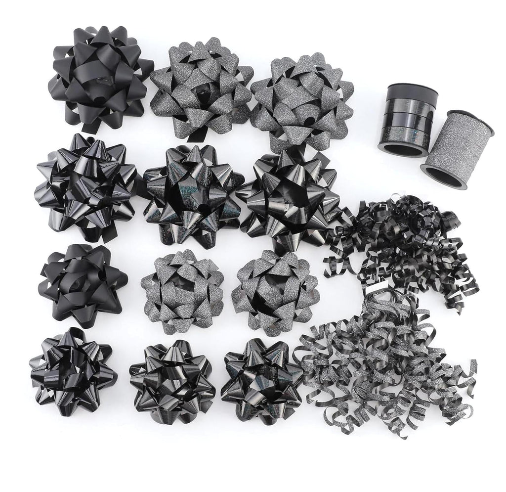 Fuliko 16 Pieces Bows, Bows for and Presents, 2 Crimped Curling Ribbons, 2 Curly Bows, Christmas Bows, for Parties, Birthdays, Weddings. (,