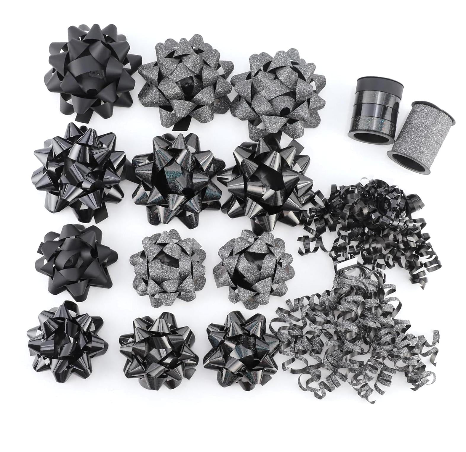 Fuliko 16 Pieces Bows, Bows for and Presents, 2 Crimped Curling Ribbons, 2 Curly Bows, Christmas Bows, for Parties, Birthdays, Weddings. (,
