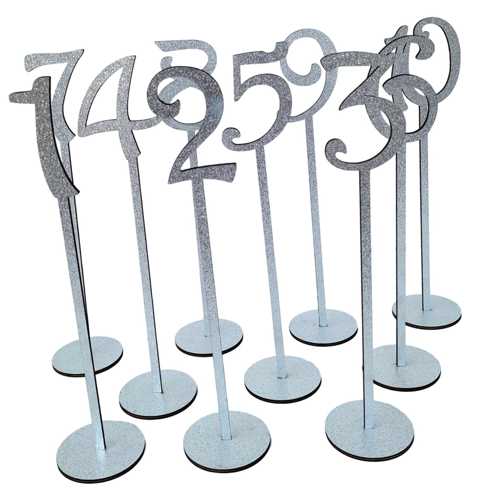 GUOOL Table Numbers, Decorative Table Number Holders, Wood Table Number Cards with Base, Place Card Holders for Wedding Anniversary 20pcs