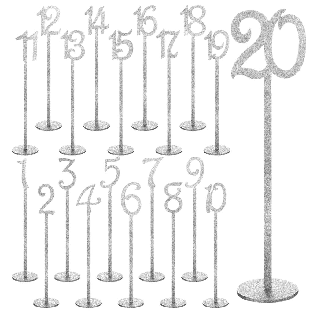 GUOOL Table Numbers, Decorative Table Number Holders, Wood Table Number Cards with Base, Place Card Holders for Wedding Anniversary 20pcs