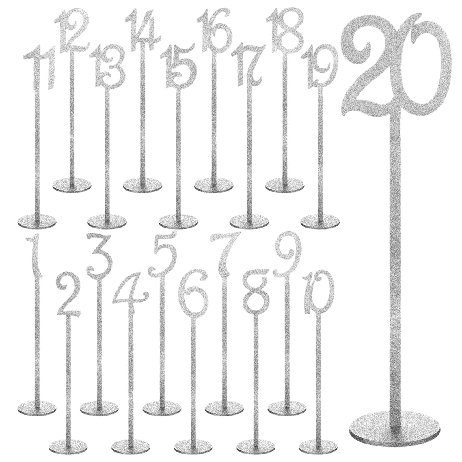 GUOOL Table Numbers, Decorative Table Number Holders, Wood Table Number Cards with Base, Place Card Holders for Wedding Anniversary 20pcs
