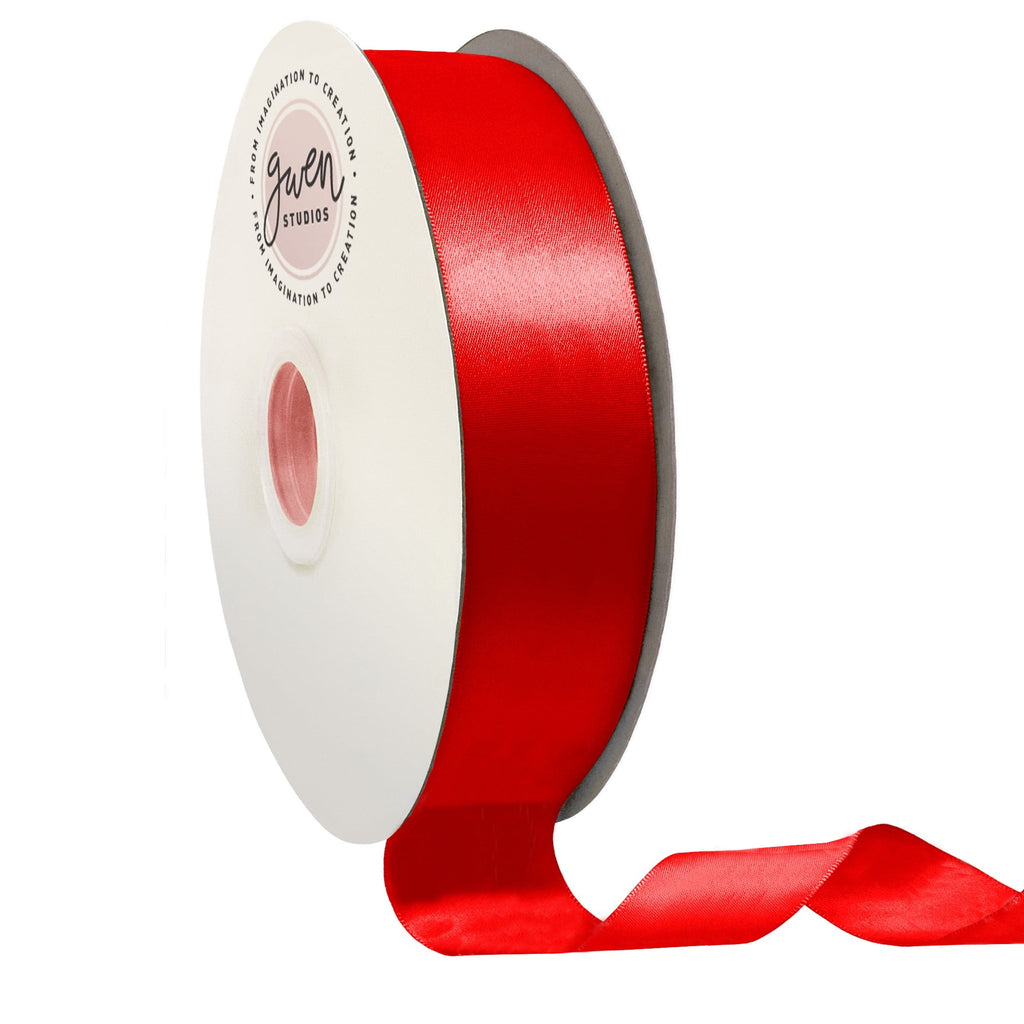 GWEN STUDIOS Christmas Red Polyester Single Face Satin Ribbon, 150' x 2.5"