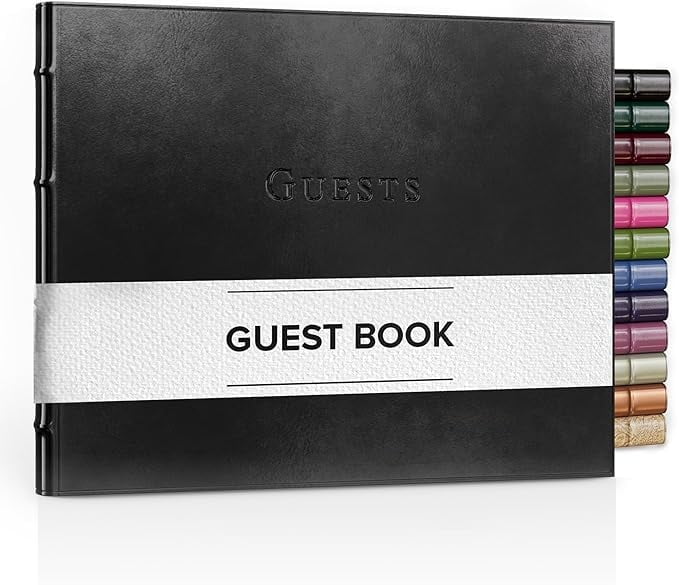 Gallery Leather Guest Book - Freeport Metallic Gold - 7" x 9"