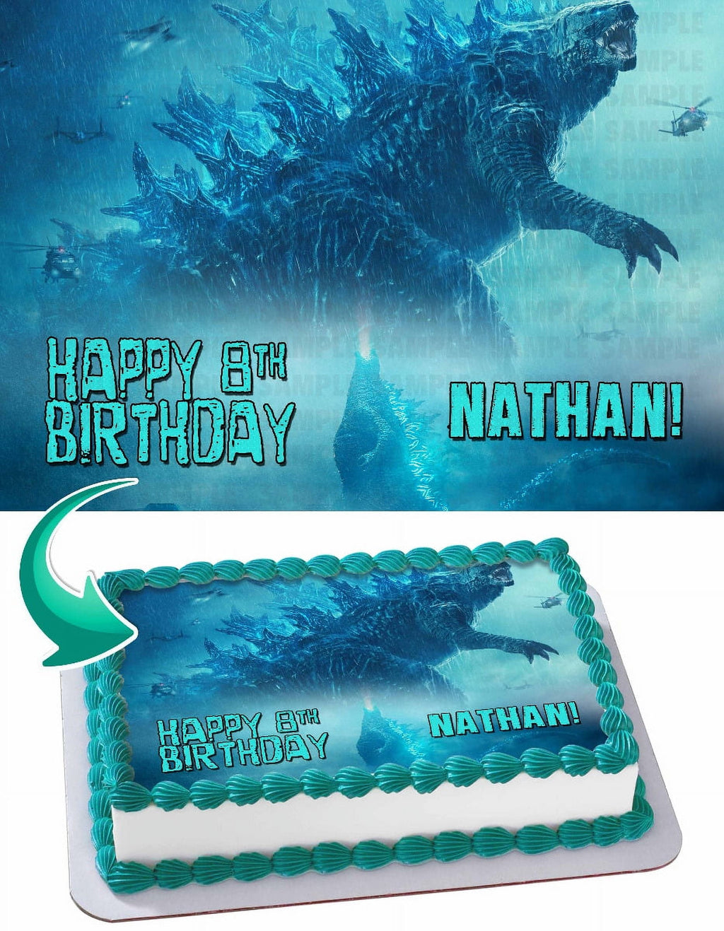 Godzilla King of the Monsters - Edible Cake Topper - 11.7 x 17.5 Inches 1/2 Sheet rectangular