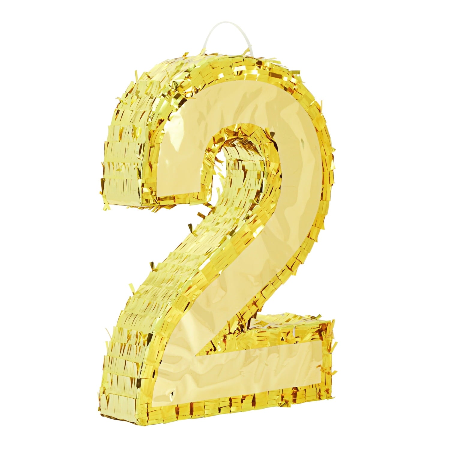 Juvale Gold Foil Number 2 Pinata for Kids Ages 3-14 Birthday Party Decorations, Centerpieces, Anniversary Celebrations, Small (16 x 10.5 x 3 in)