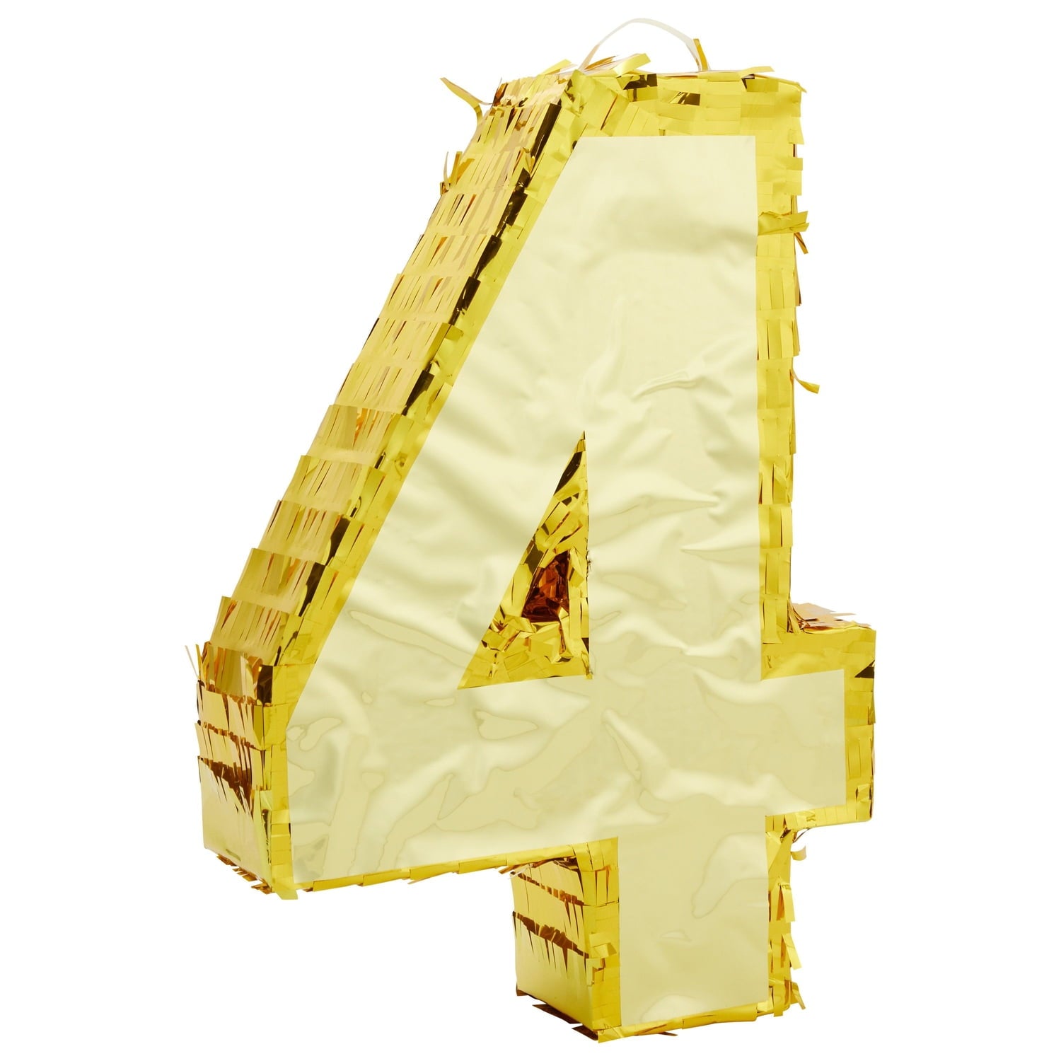 Juvale Gold Foil Number 4 Pinata for Kids Ages 3-14 Birthday Party Decorations, Centerpieces, Anniversary Celebrations, Small (15.5 x 11 x 3 In)