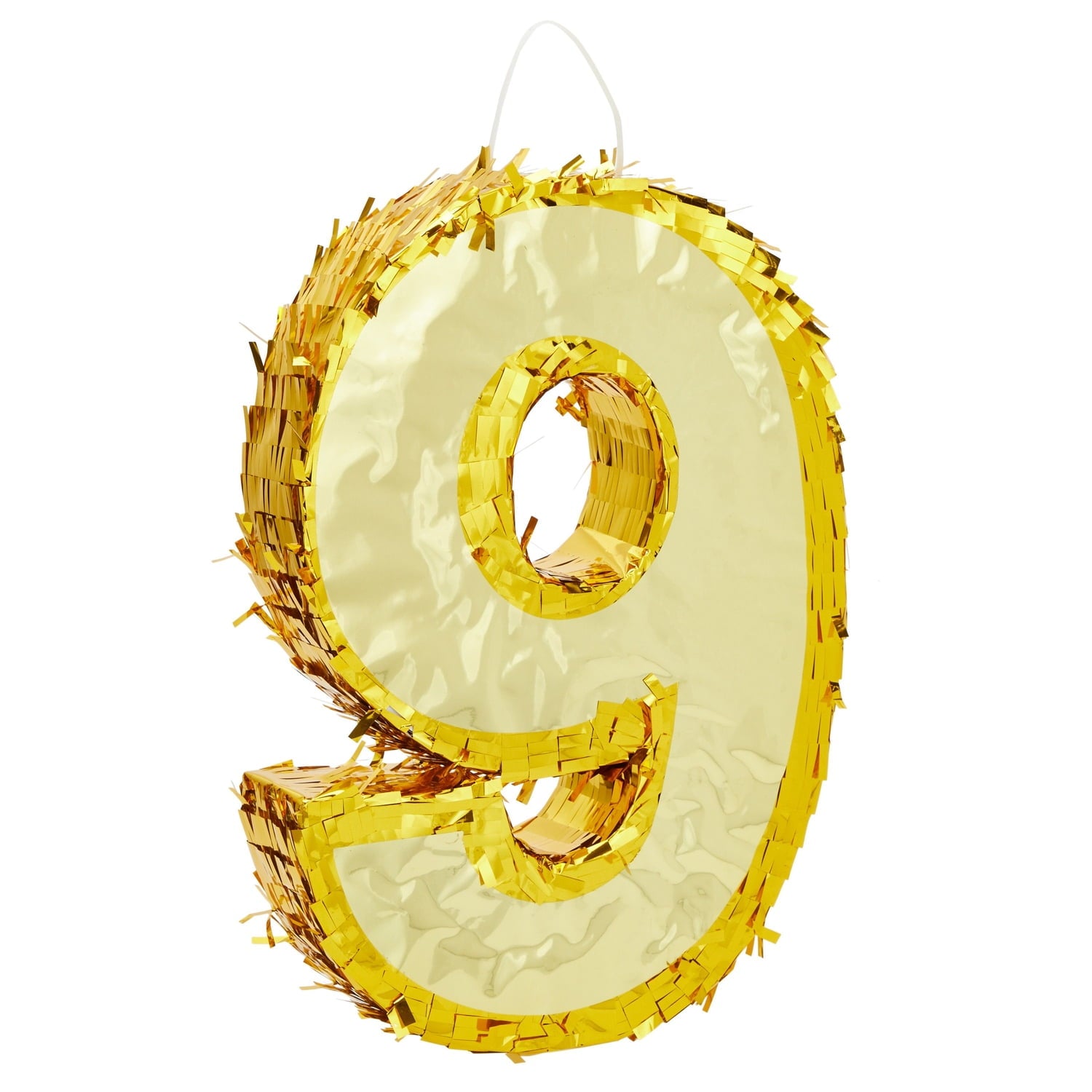 Juvale Gold Foil Number 9 Pinata for Kids Ages 3-14 Birthday Party Decorations, Centerpieces, Anniversary Celebrations, Small (15.5 x 11 x 3 In)