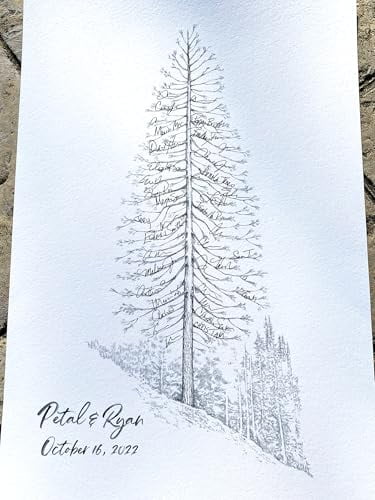 Guestbook Pine Tree Wedding Guest Book Signature Tree Alternative for Weddings