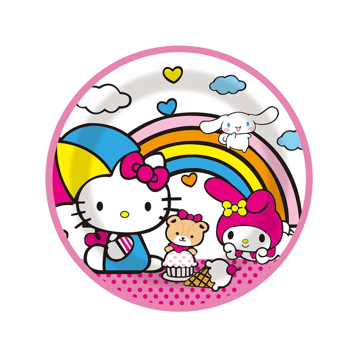 HELLO-KITTY 82/92 PCS Party Supplies, Party Tableware, Disposable Paper Plates- Napkins-Forks Dinnerware Set