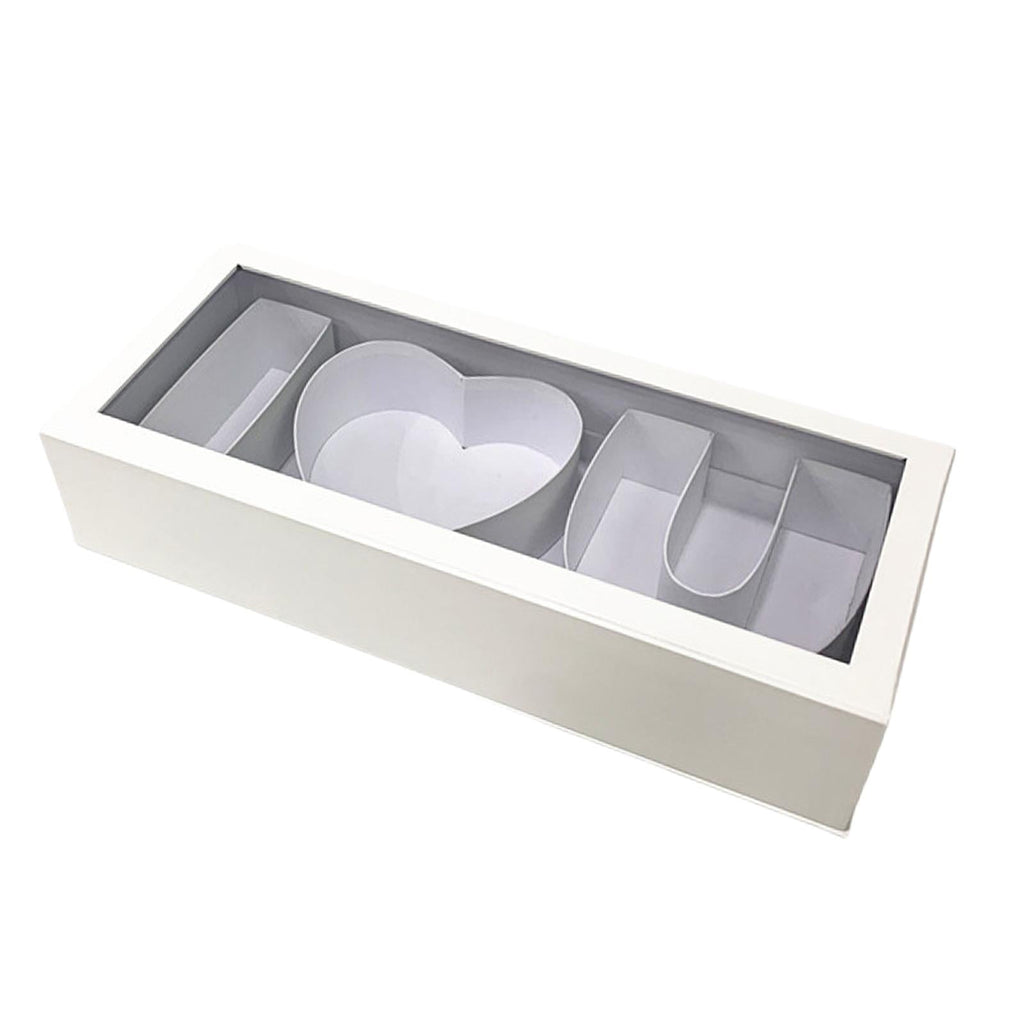 HOMYL Empty Flower Box Fillable Gift Box,i Love U Letter Shaped Gift Box Craft DIY,Cardboard,Container for Valentines's Day Parties white