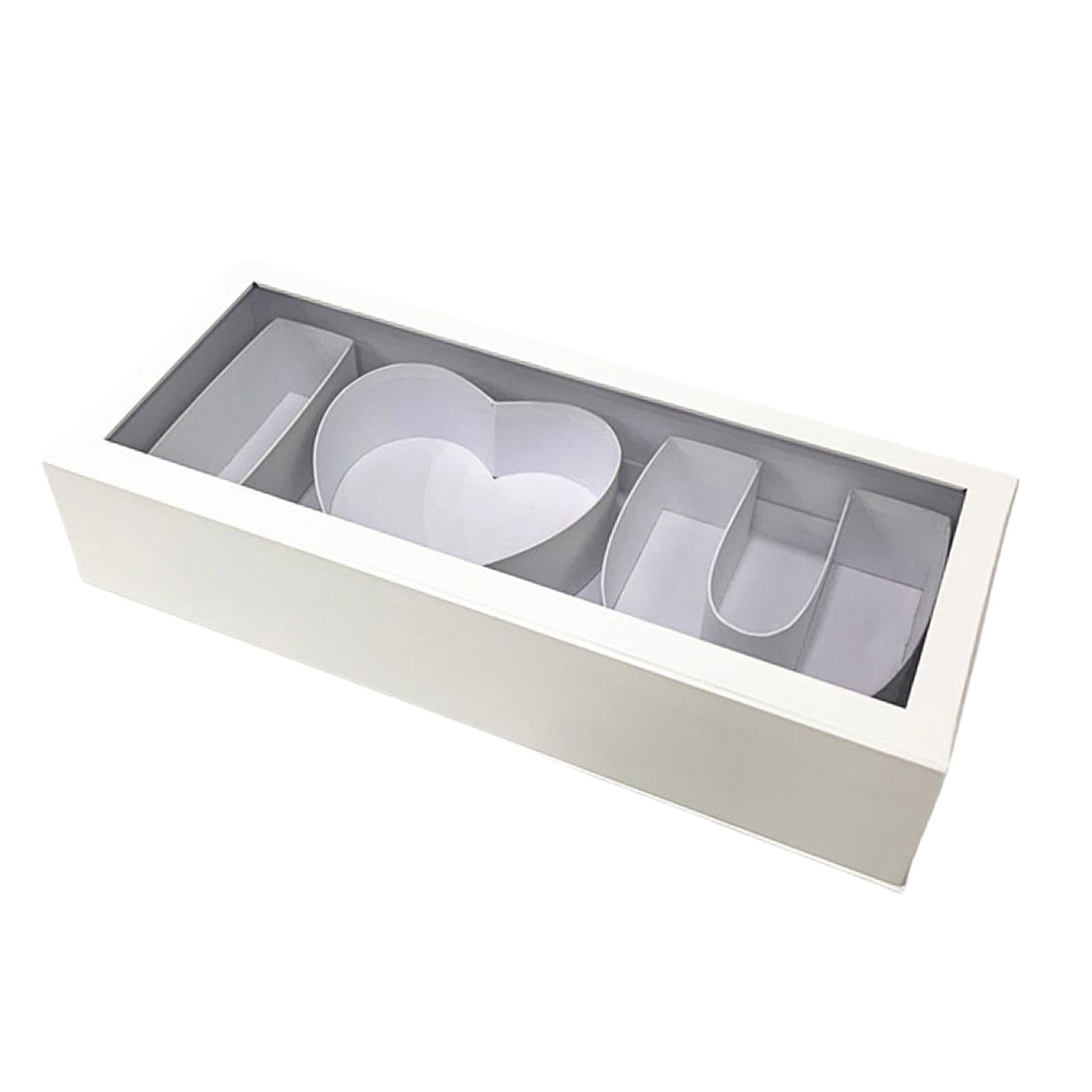 HOMYL Empty Flower Box Fillable Gift Box,i Love U Letter Shaped Gift Box Craft DIY,Cardboard,Container for Valentines's Day Parties white