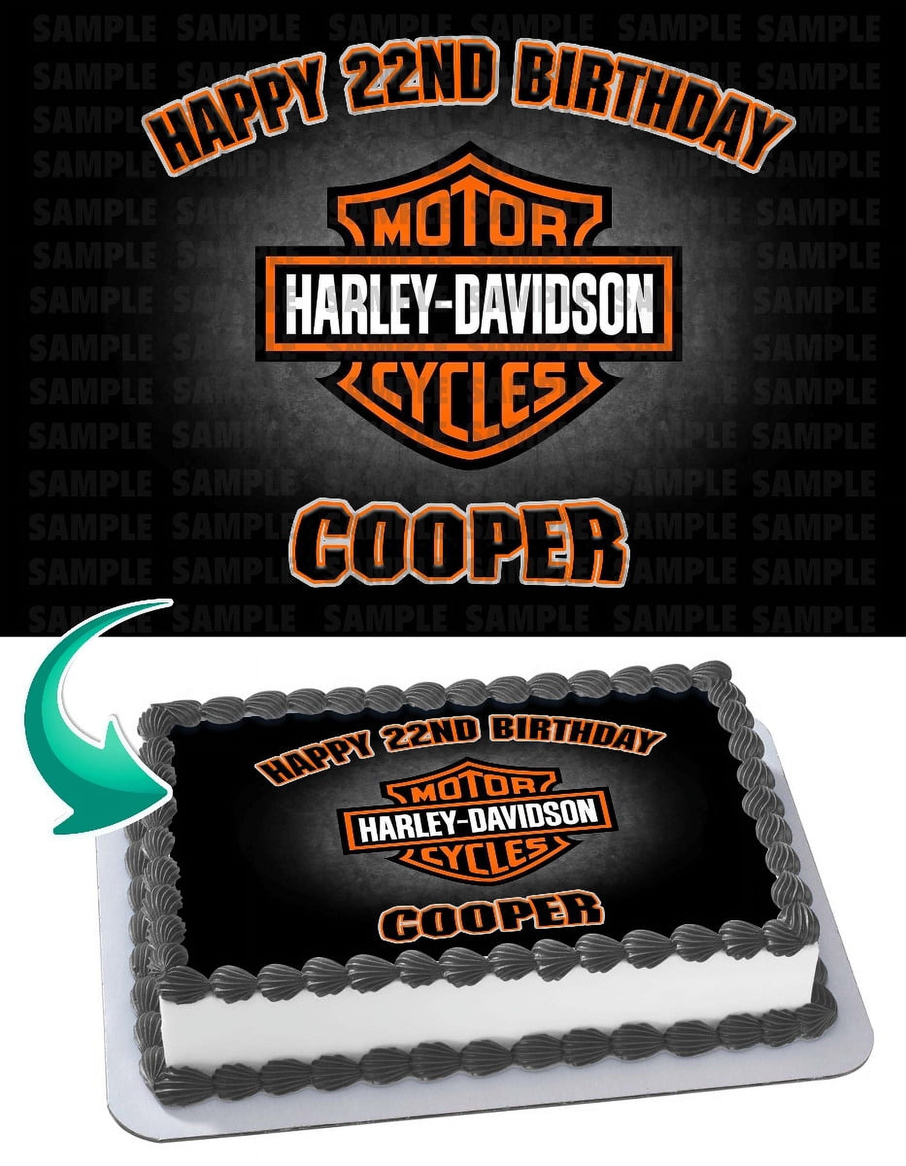 Harley Davidson Motorcycle Birthday Cake Topper, by Inkuten