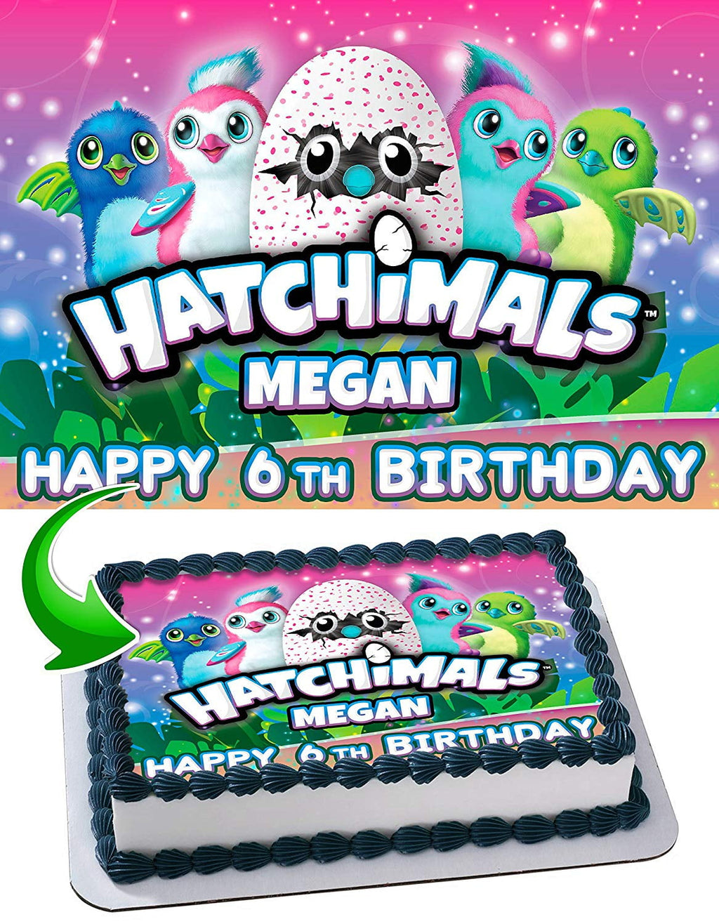 Hatchimals - Edible Cake Topper - 11.7 x 17.5 Inches 1/2 Sheet rectangular