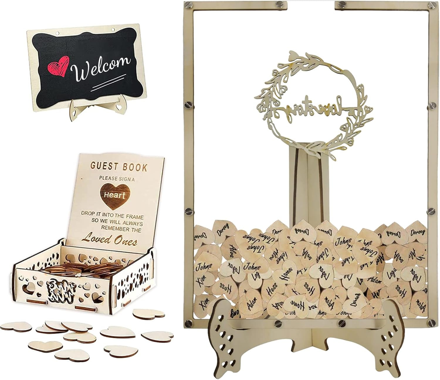 Heart Wedding Guest Book Alternative, Guest Book Wedding Reception Rustic Wedding Books for Guests to Sign, Wedding Heart Guest Book Drop Box, Guest Book for Wedding