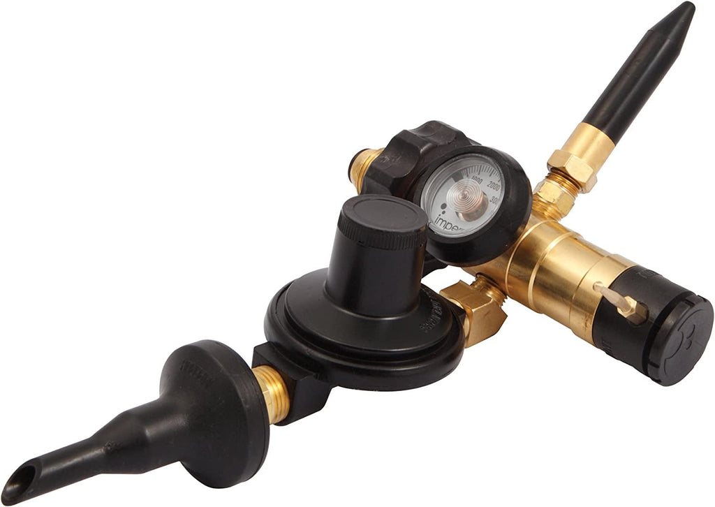 Helium Tank Combo Foil and Latex Balloon Filler Inflator Valve (with foil balloon auto shut off valve and latex rubber tilt valve)