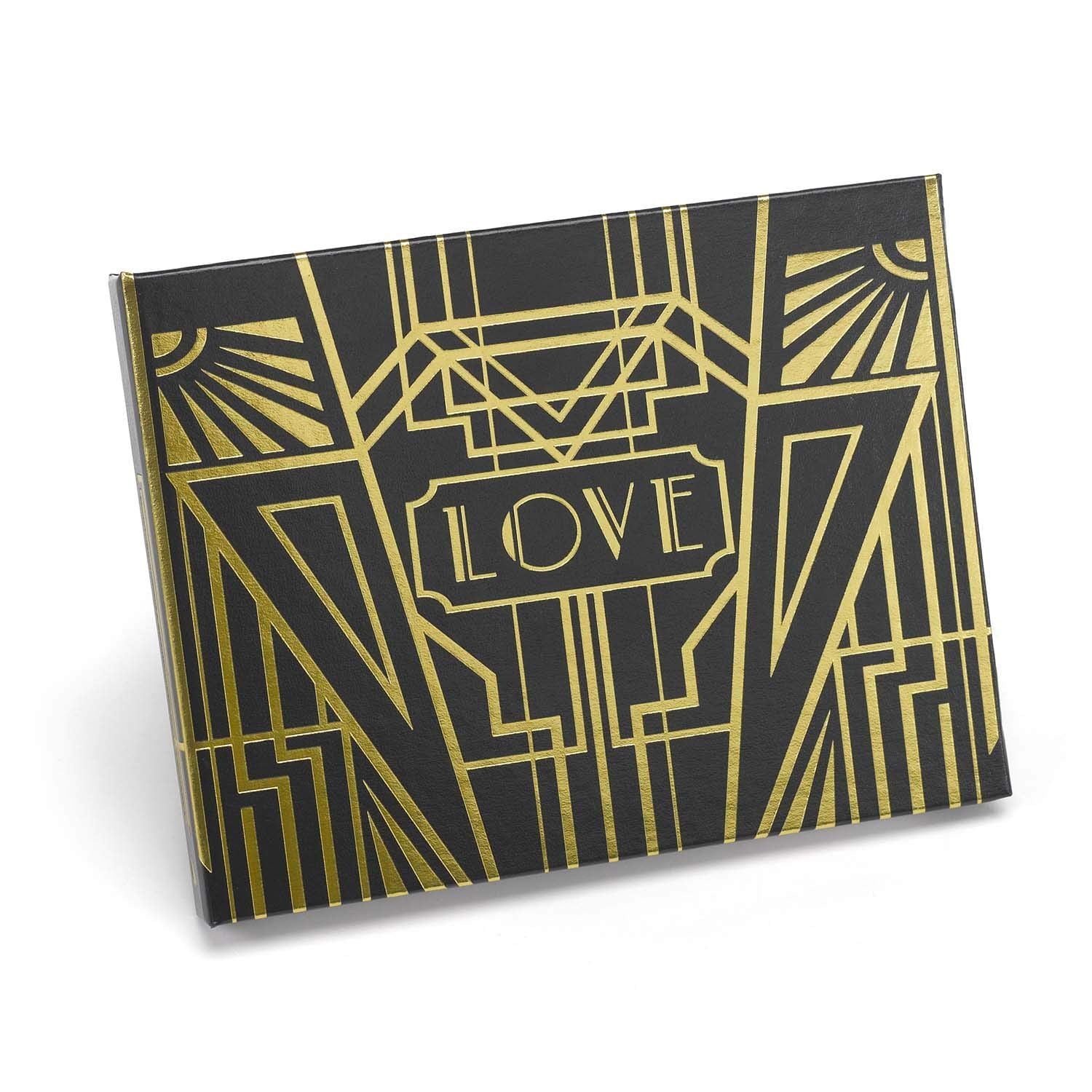 Hortense B. Hewitt Art CM31&nbsp;Deco Black and Gold Guest Book, 7.5 x 5.75-Inches