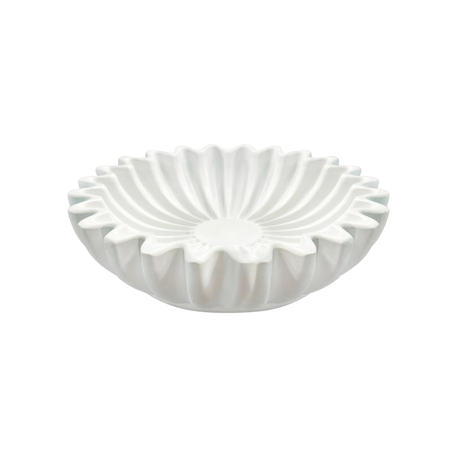 Household Items Elegant White Ceramic Decorative Bowl Fluted Design Centerpiece For Home, Office, Dining Table, Or Living Room Decor,C,Spring Supplies,Eco-Friendly