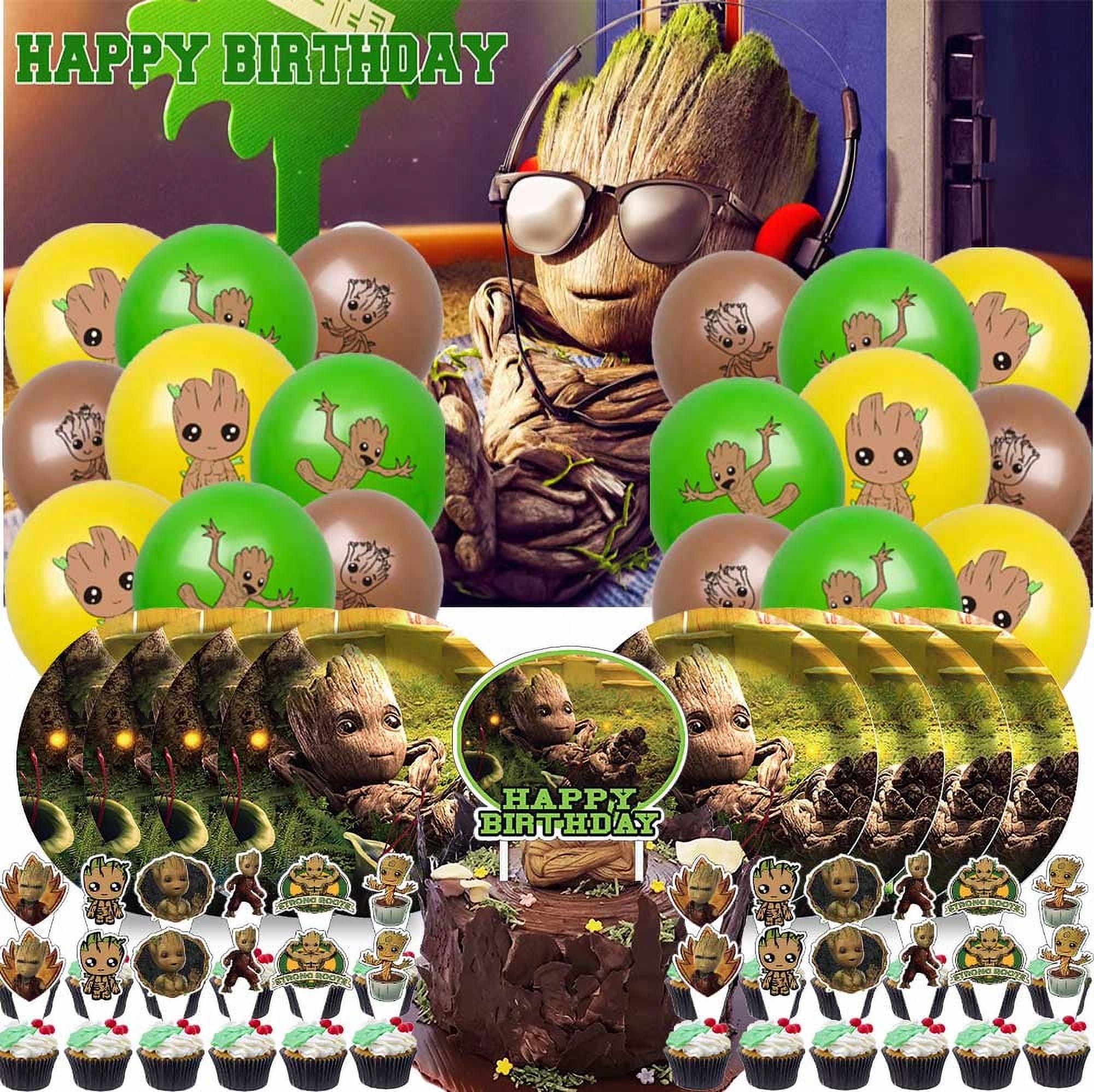 I am Groot Party Supplies Plates Decorations Birthday Cake Topper Banner Decor Backdrop Balloons