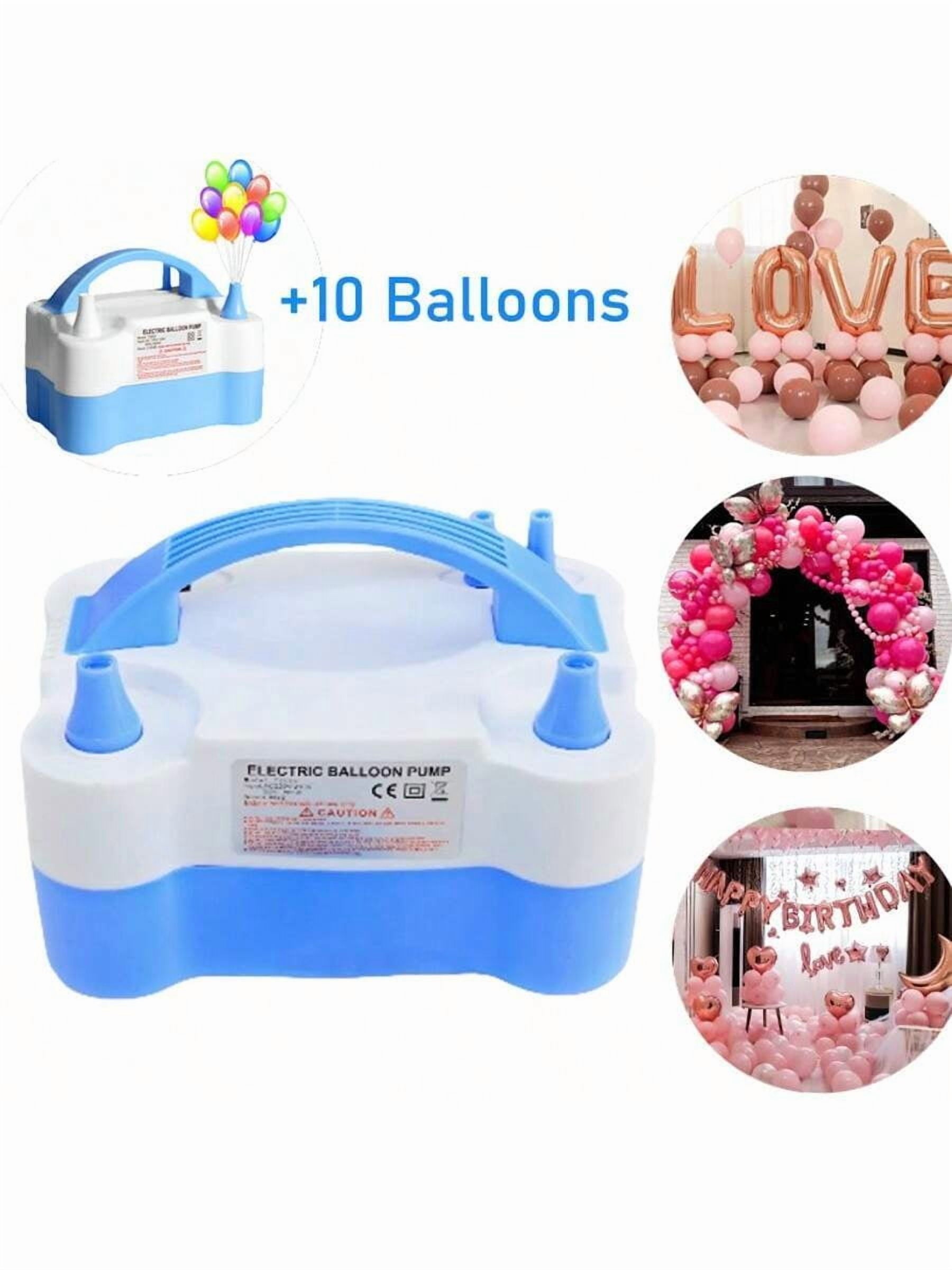 Inflador de globos eléctrico, bomba de aire, soplador de globos portátil automático de doble boquilla, adecuado para cumpleaños, decoración de fiestas de globos de boda