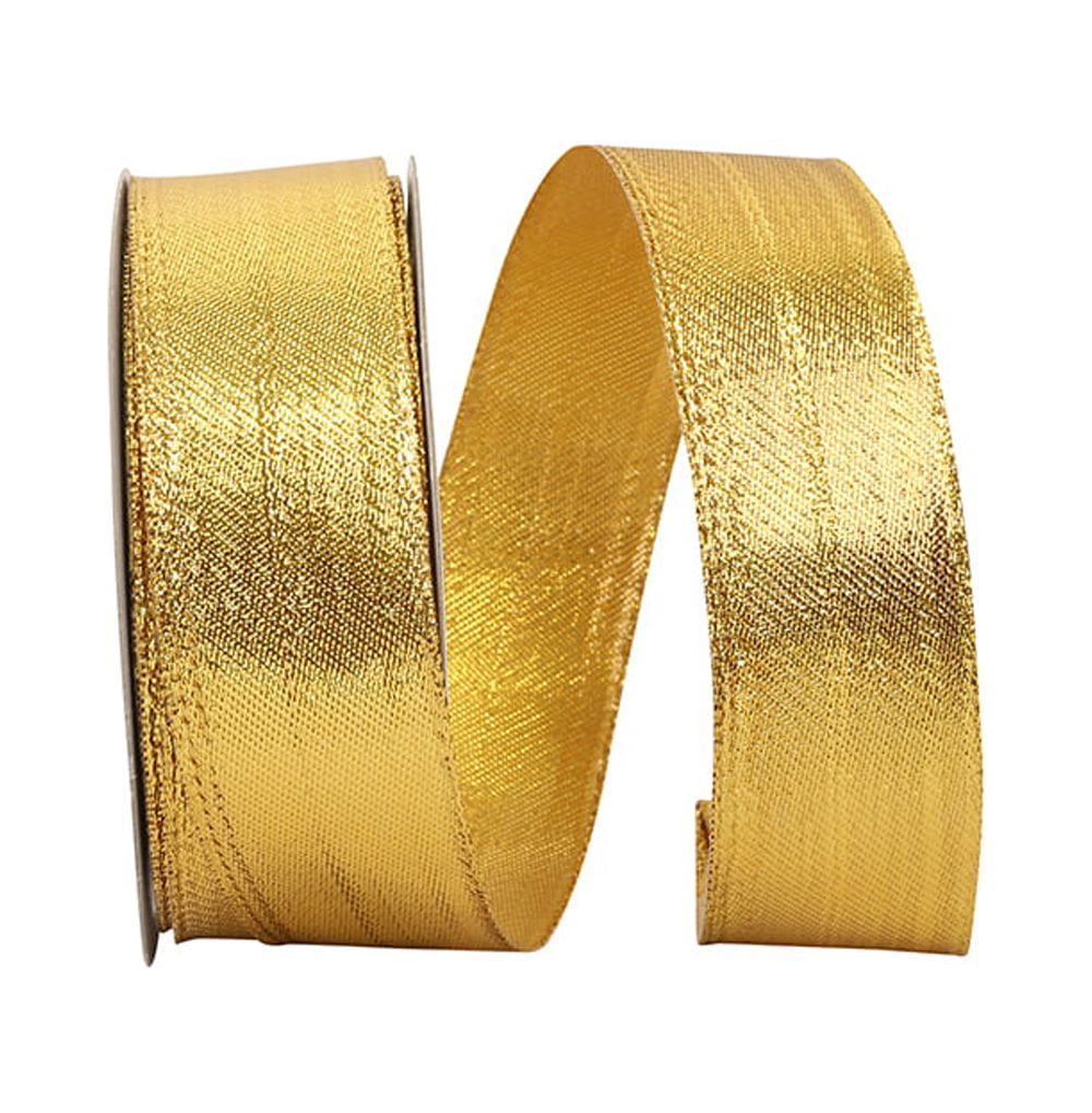JAM Paper Christmas Gold Nylon Lame Metallic Ribbon, 10yd x 0.37in, 1/Pack