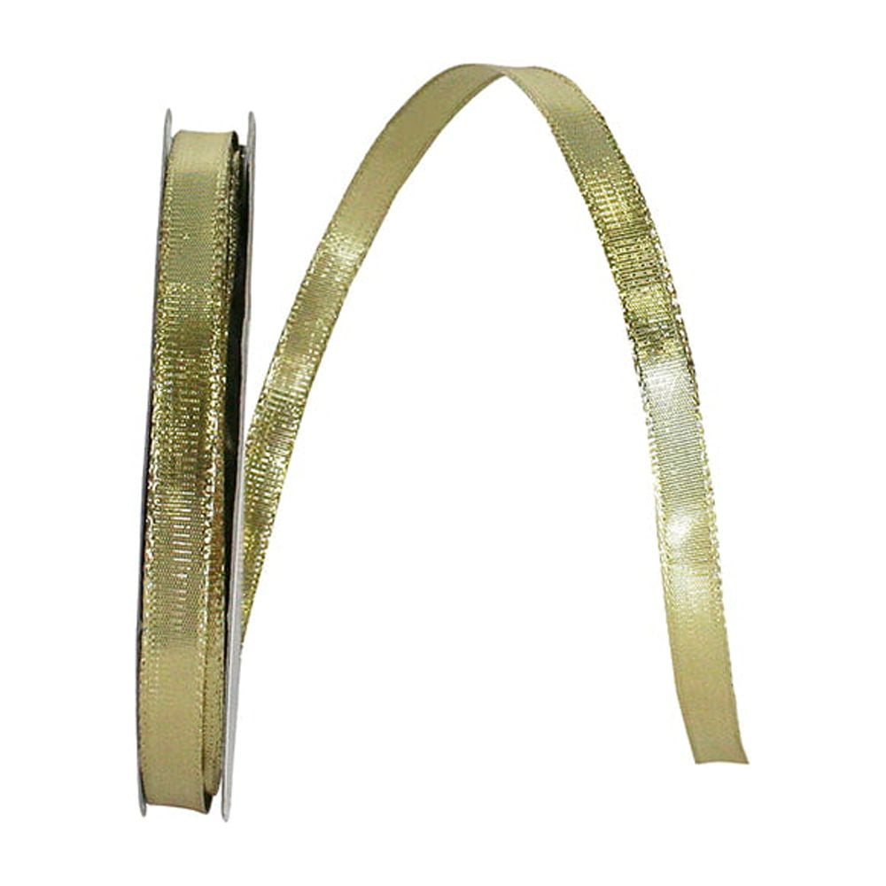JAM Paper Christmas Gold Nylon Lame Metallic Ribbon, 10yd x 0.37in, 1/Pack