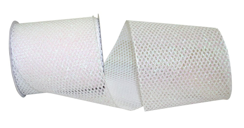 JAM Paper Christmas Silver Nylon Mesh Ribbon, 1.5in x 10yd, 1 Pack
