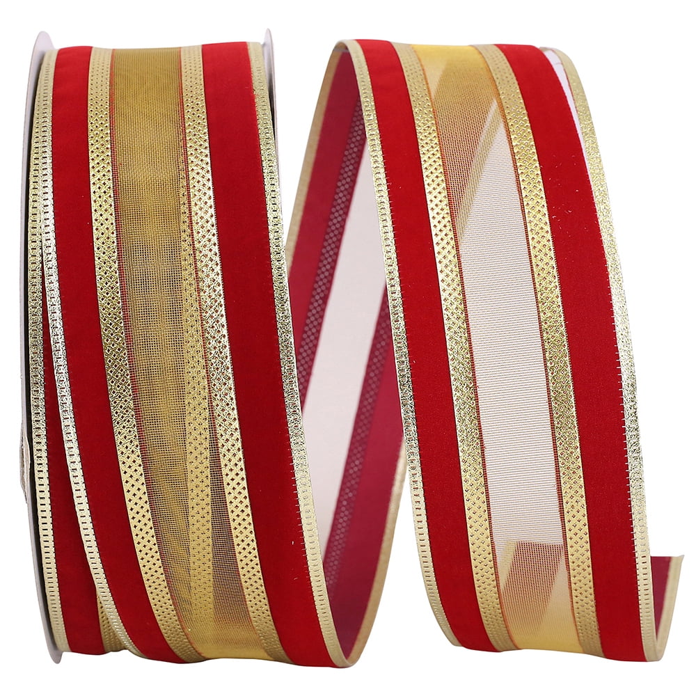 JAM Paper Christmas Multi-color Nylon Overlay Ribbon, 50yd x 2.5in, 1/Pack