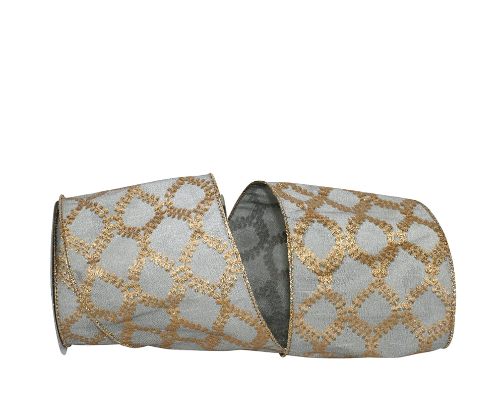 JAM Paper Christmas Silver Nylon Mesh Ribbon, 1.5in x 10yd, 1 Pack