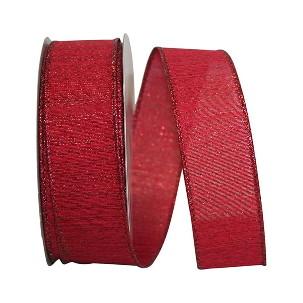 JAM Paper Glitter Christmas Ribbon, Royal, 1.5in x 25yd, 1/Pack
