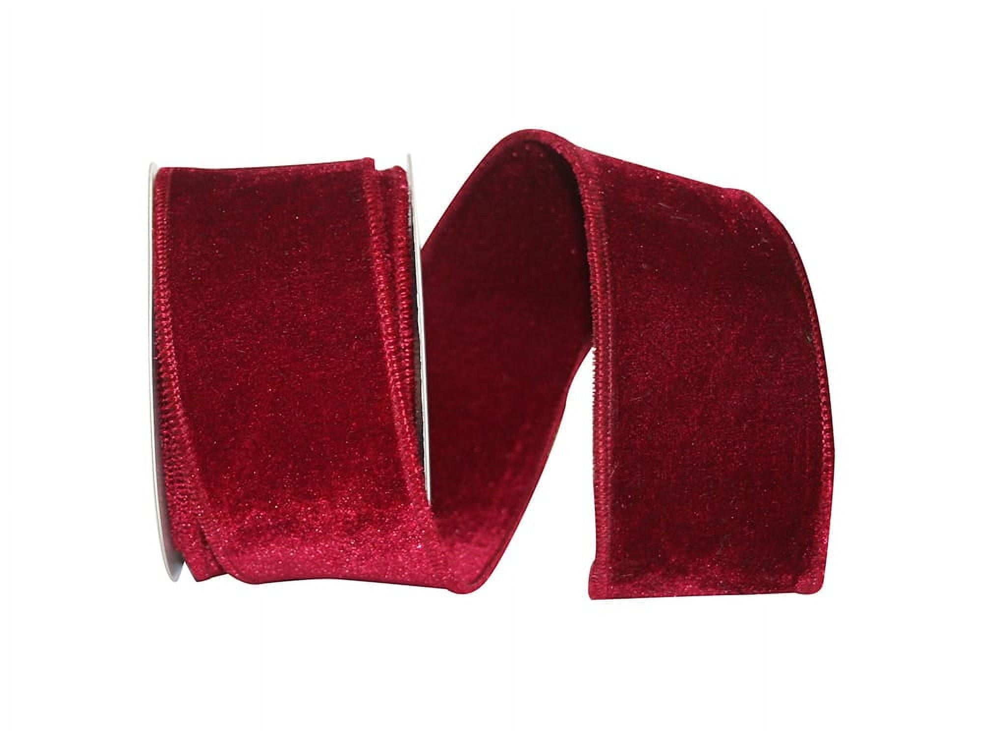 JAM Paper Christmas Velvet Plush Burgundy Polyester Ribbon, 5yd x 2.5in, 1/Pack