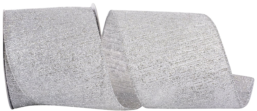JAM Paper Frizzette Metallic Christmas Ribbon, Silver, 4in x 10yd, 1/Pack