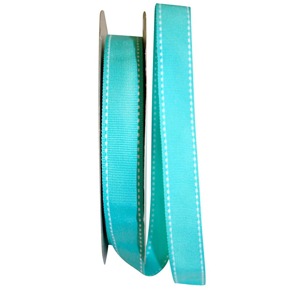 JAM Paper Grosgrain Saddle Stitch Ribbon, 7/8 Inches x 50 Yards, Aqua, Sold Individually