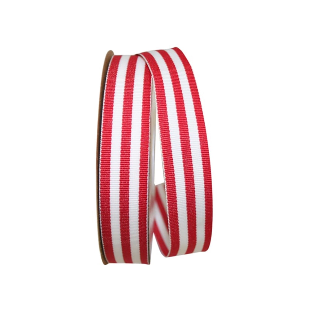 JAM Paper Grosgrain Stripes Ribbon, Red, 7/8in x 25yd, 1/Pack