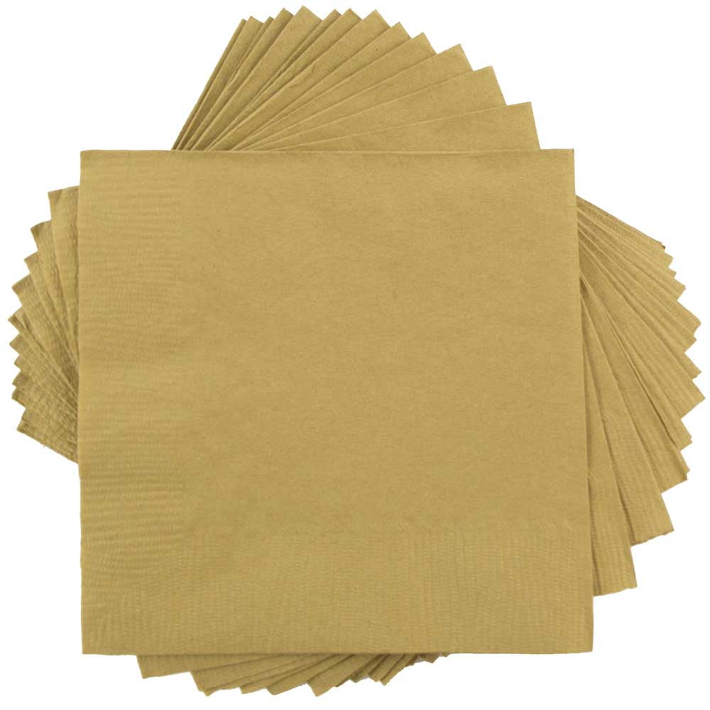 JAM Paper Medium Lunch Napkins, 6 1/2 x 6 1/2, Gold, 200/Pack