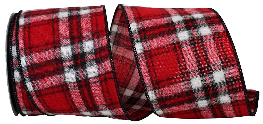 JAM Paper Plaid Christmas Multi-color Polyester Ribbon, 20yd x 1.5in, 1/Pack