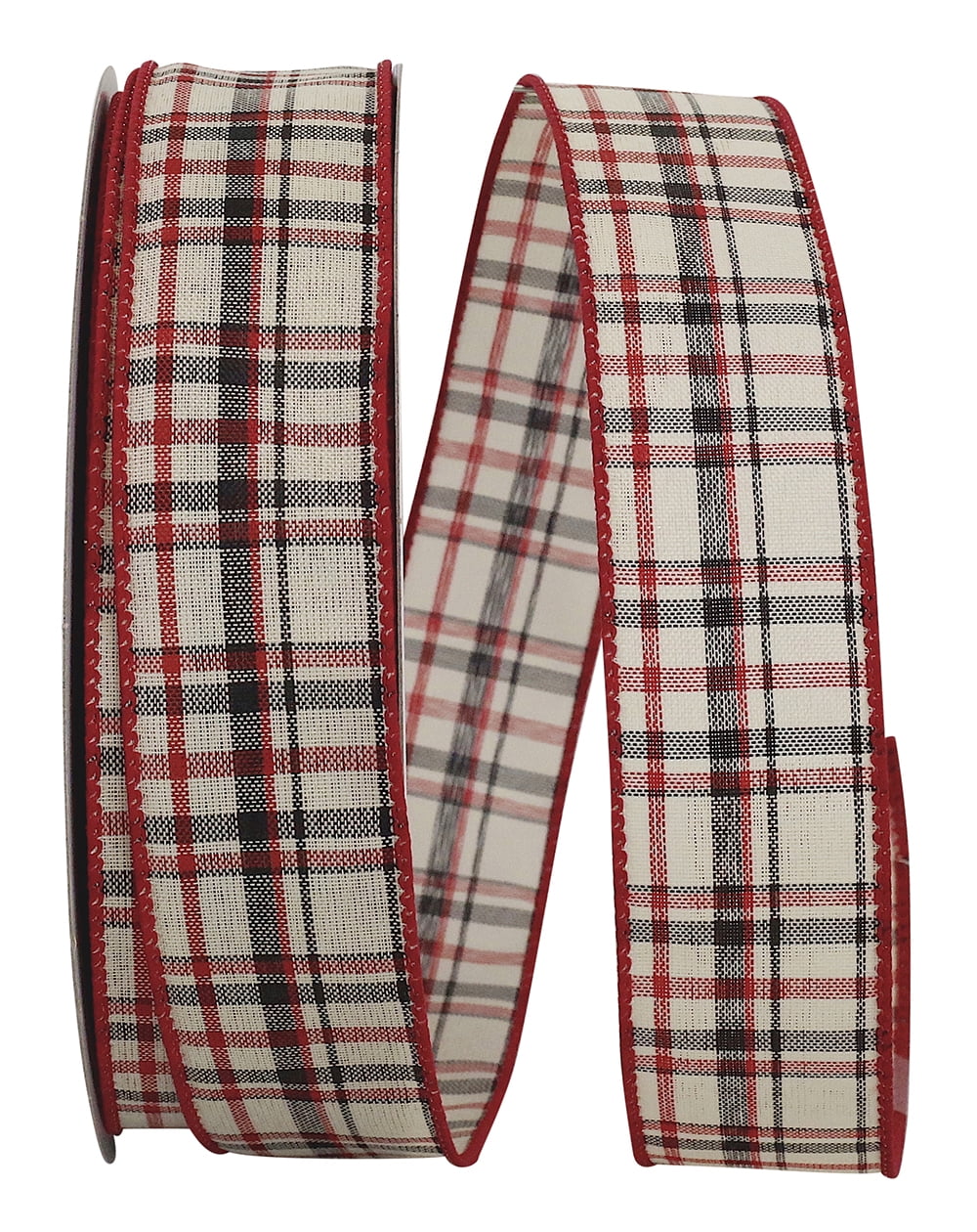 JAM Paper Plaid Christmas Multi-color Polyester Ribbon, 20yd x 1.5in, 1/Pack