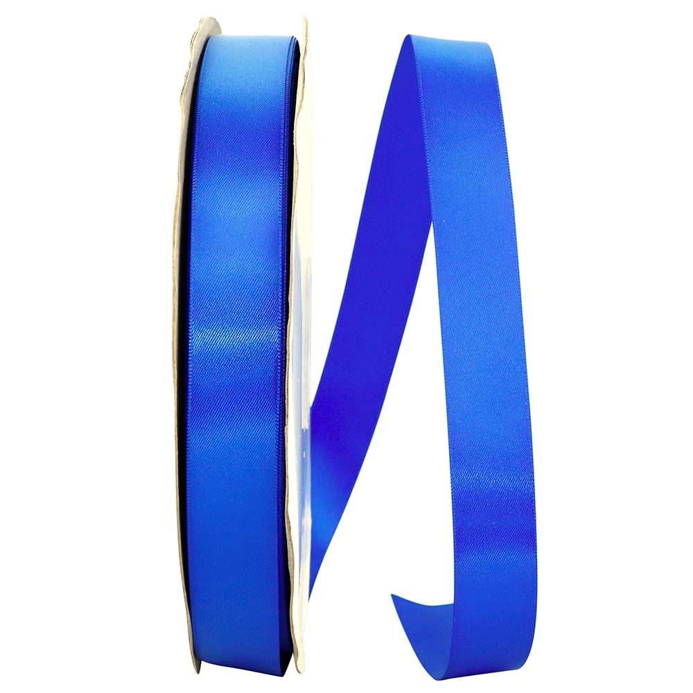 JAM Paper Satin Double Face Electric Blue Polyester Ribbon, 3600" x 0.87"