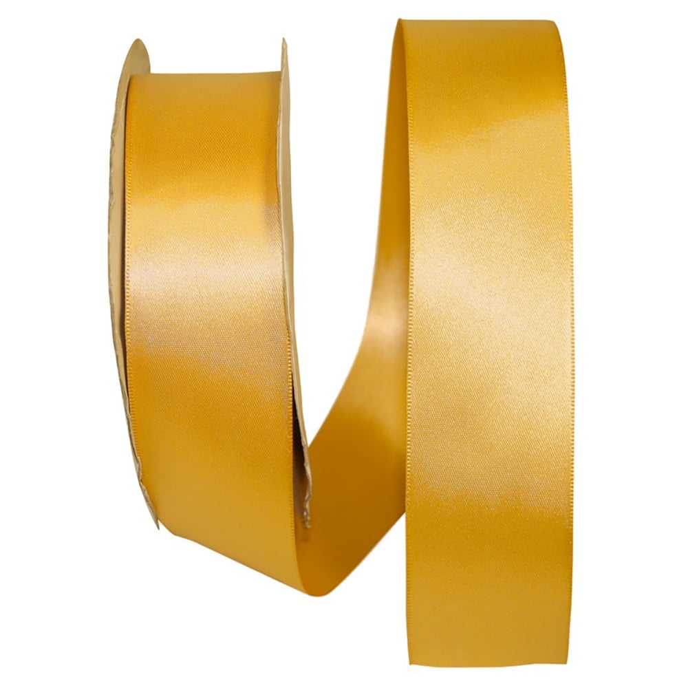 JAM Paper Satin Double Face Gold Polyester Ribbon, 1800" x 1.5"