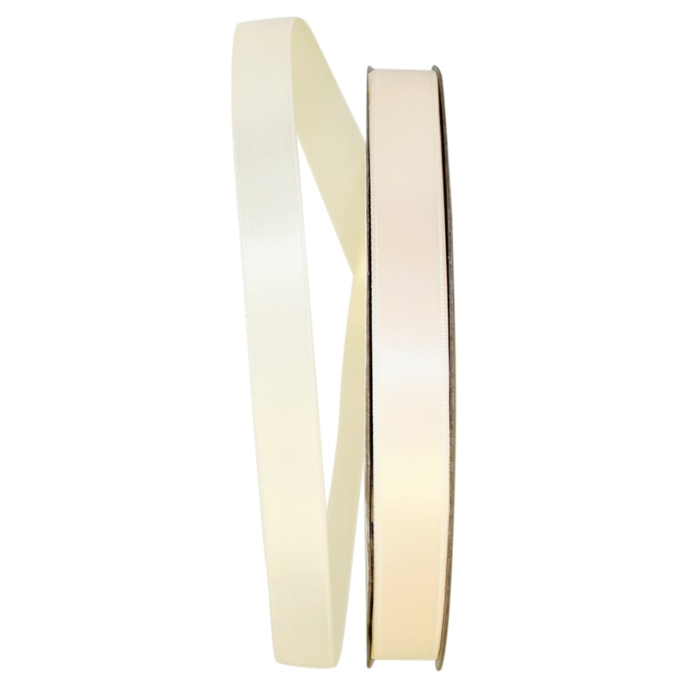 JAM Paper Satin Double Face Ivory Polyester Ribbon, 3600" x 0.62"