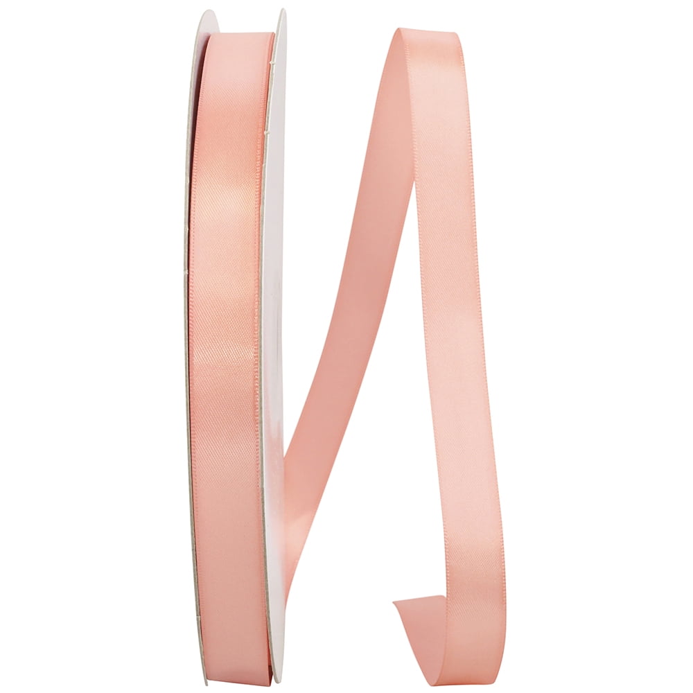 JAM Paper Satin Double Face Light Coral Polyester Ribbon, 3600" x 0.62"