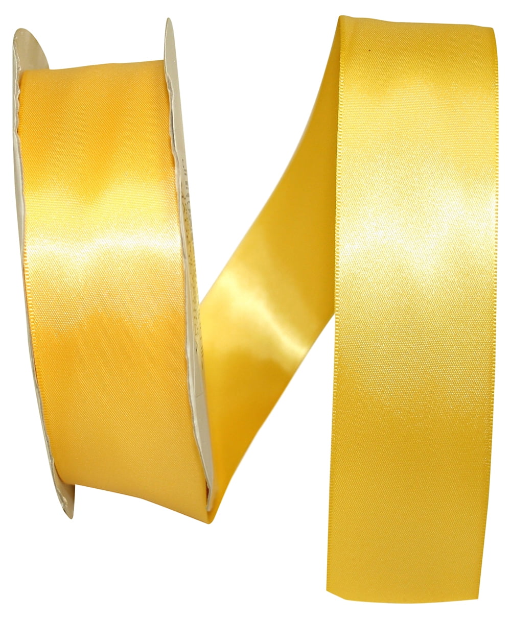 JAM Paper Satin Double Face Yellow Gold Polyester Ribbon, 1800" x 1.5"