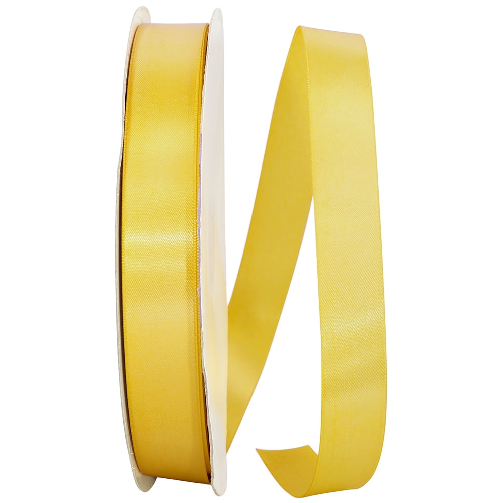 JAM Paper Satin Double Face Yellow Gold Polyester Ribbon, 3600" x 0.87"