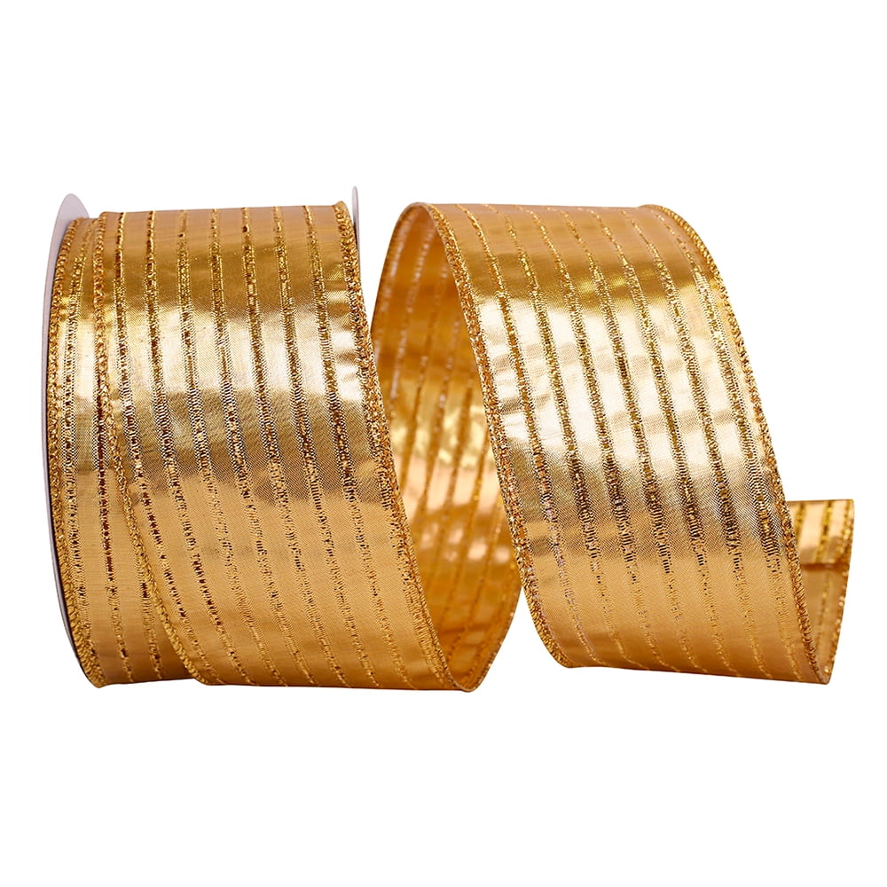 JAM Paper All Occasion Copper Polyester Metallic Christmas Wire Ribbon, 10yd x 4in, 1/Pack