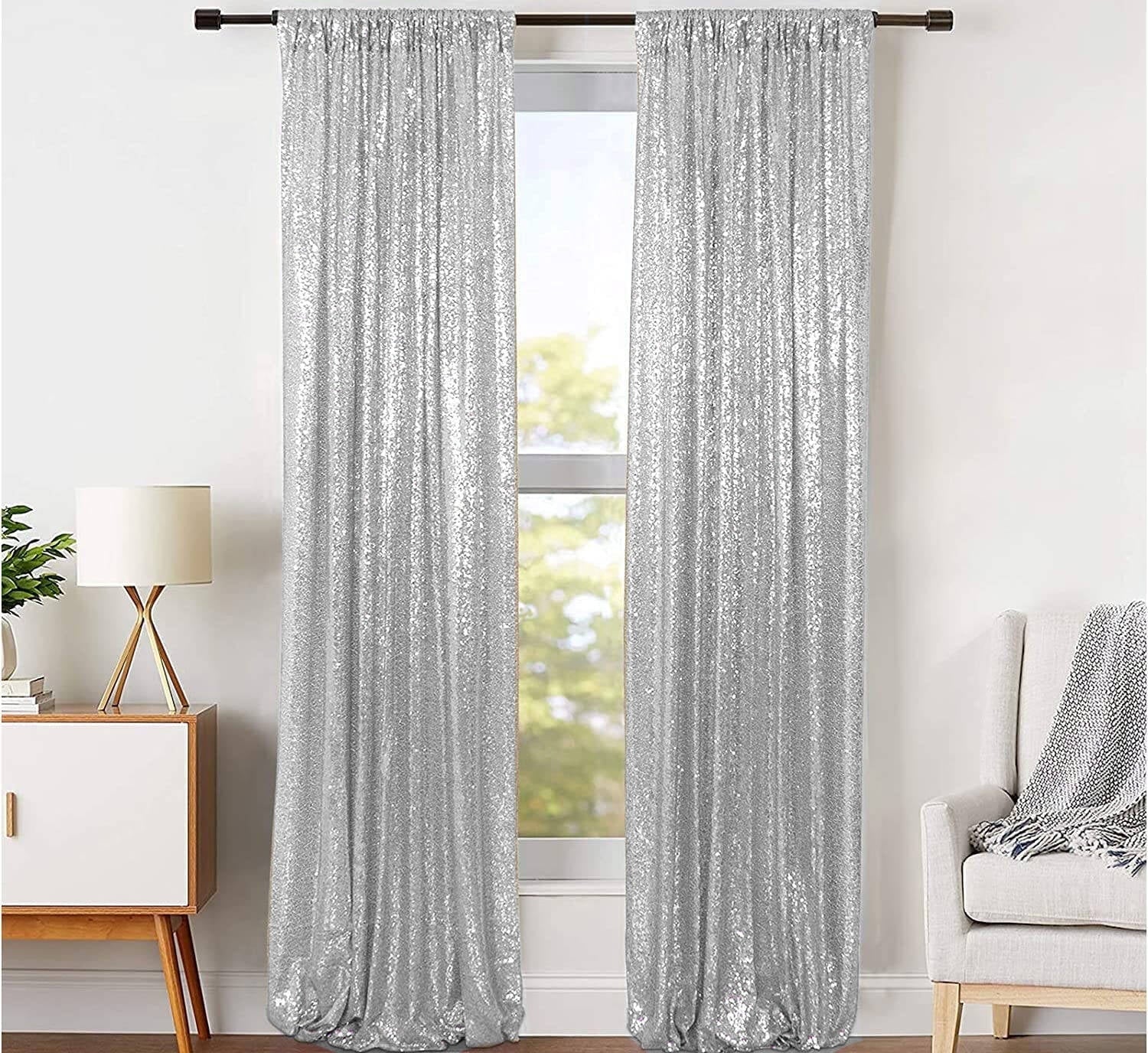 JYFLZQ Champagne Sequin Backdrop Curtain 8ft x 8ft Glitter Photo Booth Backdrop for Party