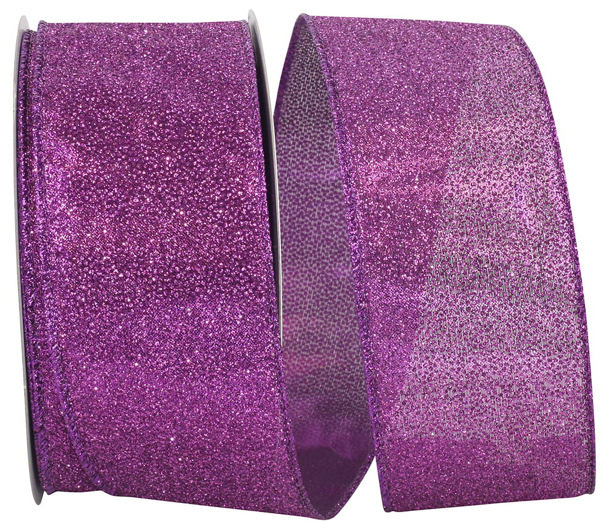 JAM Paper Glitter Christmas Ribbon, Royal, 1.5in x 25yd, 1/Pack